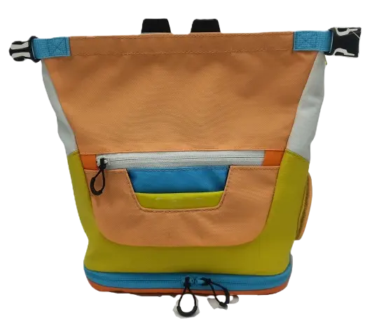 Front view of the technical climbing chalk bag with exterior pockets