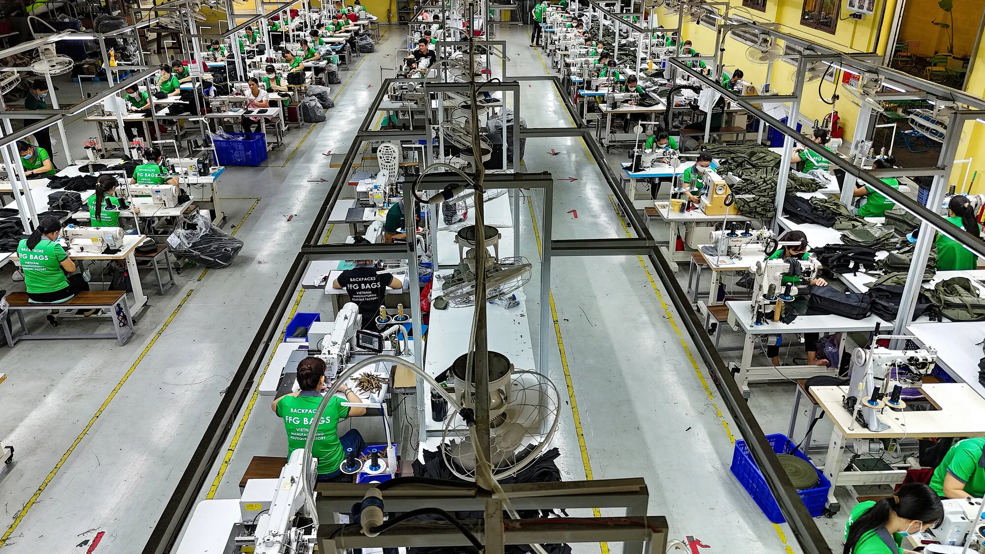 Thread bobbins on the FFG Bags production floor